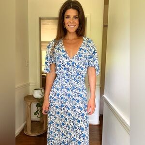 Abel the Label blue floral smocked dress size small